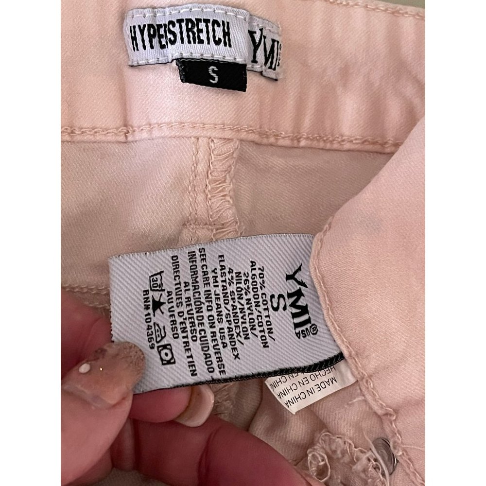 YMI Pastel Peach/Pink Hyper-stretch Skinny Bottom Pants - Picture 9 of 9